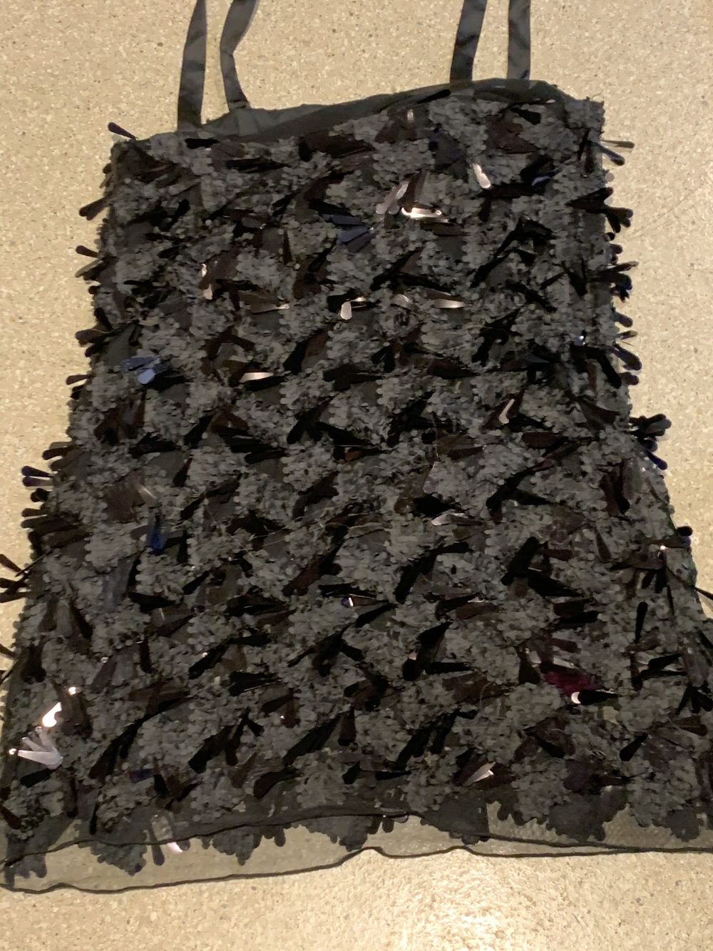 #703 "Zara" Embellished Black Sequin Appliqué Skirt